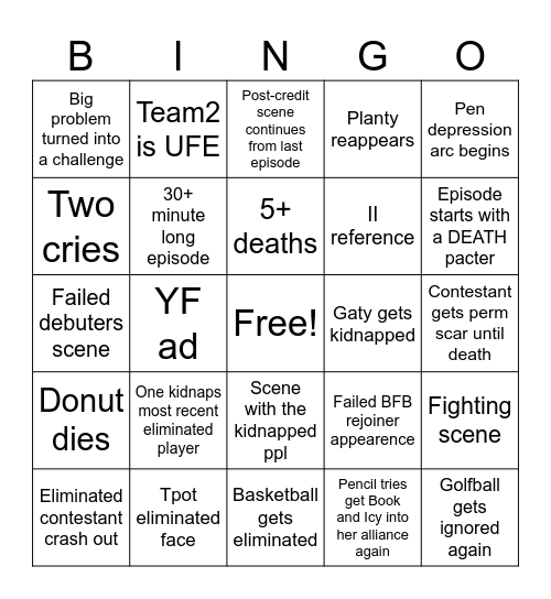 Tpot 15 bingo Card