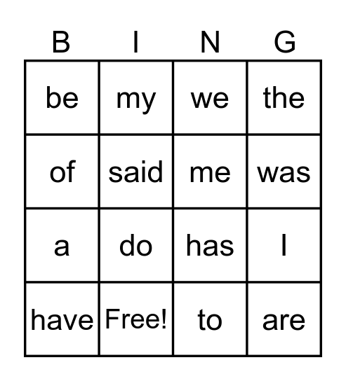 Heart Word to wk 6 2024 Bingo Card