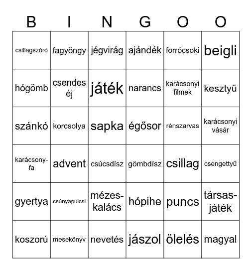 Karácsonyi Bingo Card