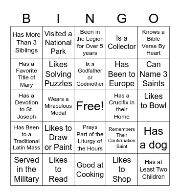 Get to Know You Bingo Card