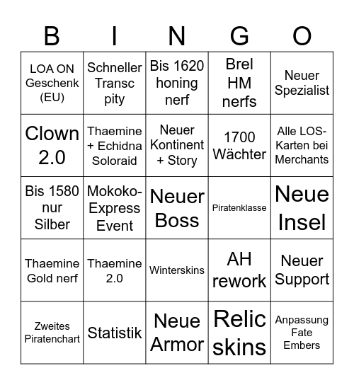 2024 LOA ON Winter Bingo Card