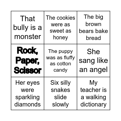 Figurative Language Bingo Card