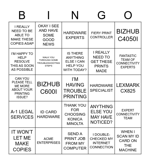 Connectivity/Solutions TTT BlackOut BINGO Card