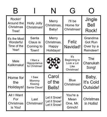 Happy Holidays @ DCSM! Bingo Card