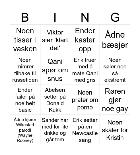 Eirik Bingo Card