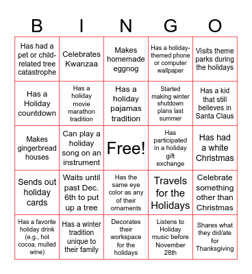 BP Holiday BINGO | Find someone who... Bingo Card