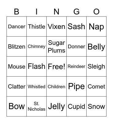 'Twas the Night Before Christmas Bingo Card