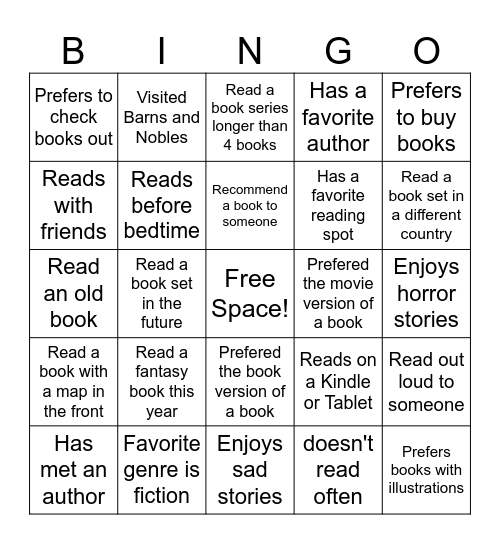 BOOK BUDDIES! Bingo Card