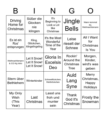 Weihnachtslieder Bingo Card