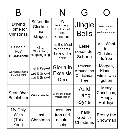 Weihnachtslieder Bingo Card