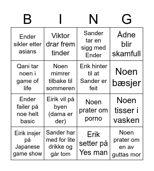 Røren Bingo Card