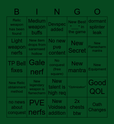 Deepwoken Weekly Bingo Card