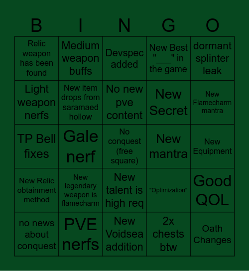 Deepwoken Weekly Bingo Card