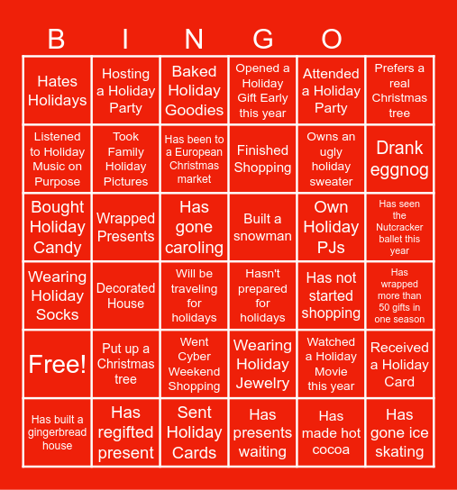 TCGp Holiday fun Bingo Card