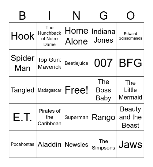 Media Arts Bingo Card