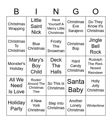 Sparks' Christmas 2024 SINGO Bingo Card