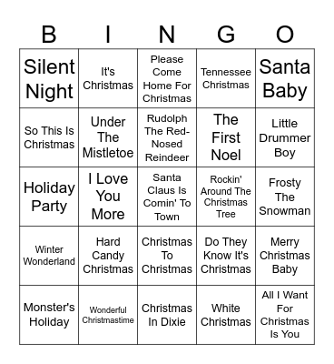 Sparks' Christmas 2024 SINGO Bingo Card