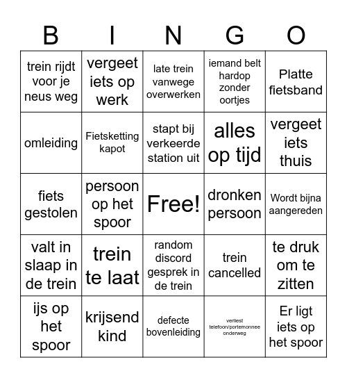 Selin Trein Bingo Card