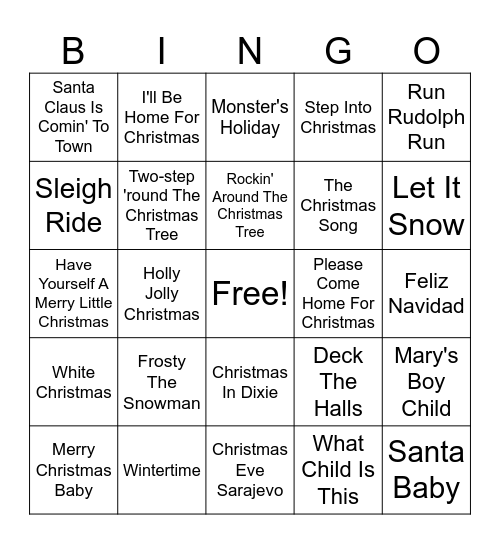 Sparks' Christmas 2024 SINGO Bingo Card