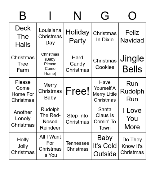 Sparks' Christmas 2024 SINGO Bingo Card