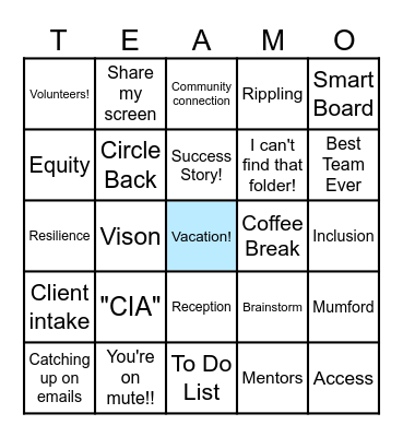 Community Integration Services Bingo Card