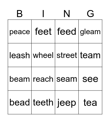 ee/ea Bingo Card