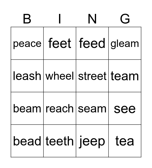 ee/ea Bingo Card