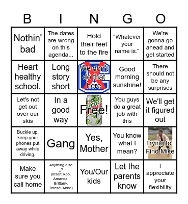Mike Holtz Bingo Card