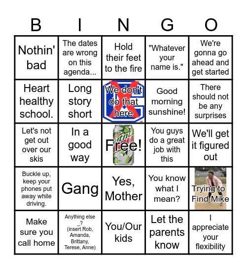 Mike Holtz Bingo Card