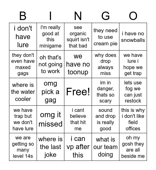 Taylor's Field Office BINGO Card