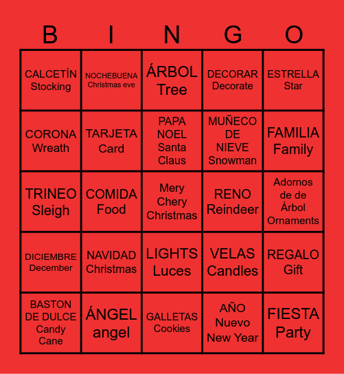HAPPY HOLIDAYS Bingo Card