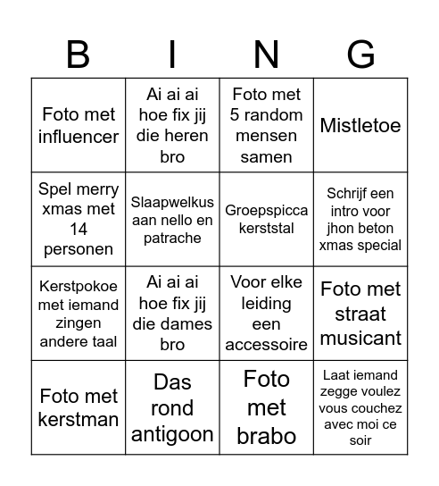 Big santa bingo Card