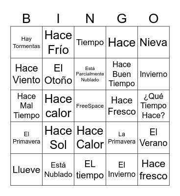 El Tiempo Bingo Card