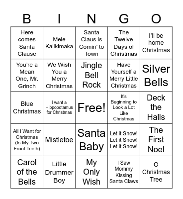 Christmas Singo Bingo Card