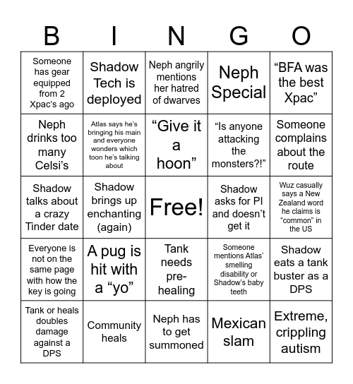 Toxic Key Saturday: The Sequel Bingo Card