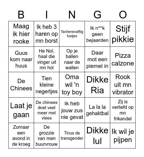 Top -2000 muziekbingo Card