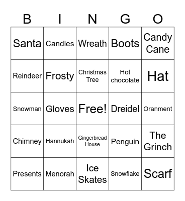 Winter Holiday Bingo Card