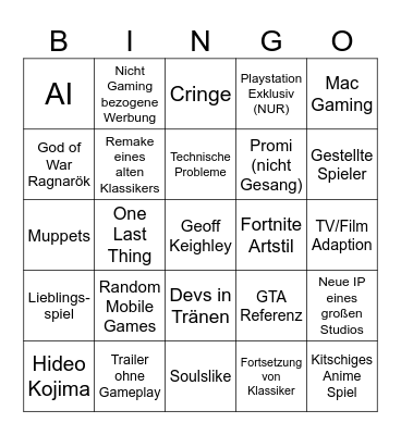 TheGameAwards Bingo Card