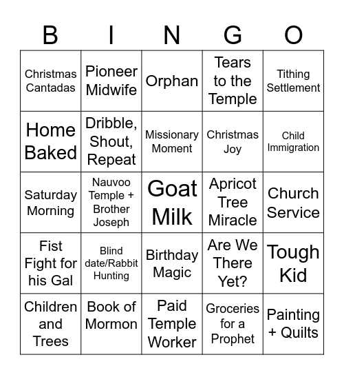 Family History Bingo! Bingo Card