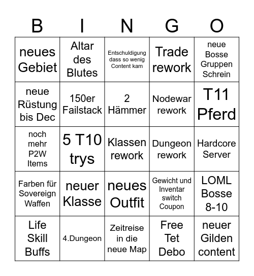 BDO Festa Bingo Card