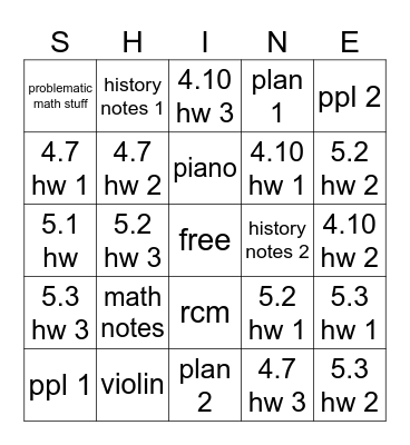 last study yippee Bingo Card