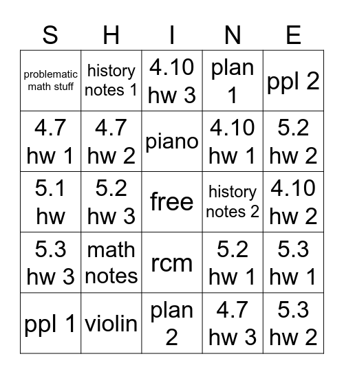 last study yippee Bingo Card