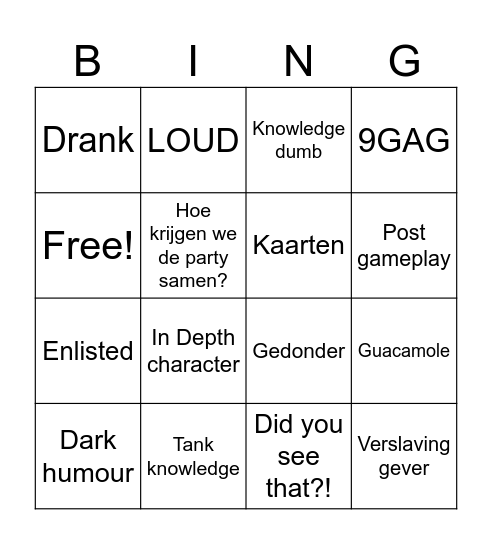 Roan Bingo Card