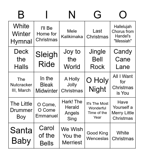 Holiday Bingo Card
