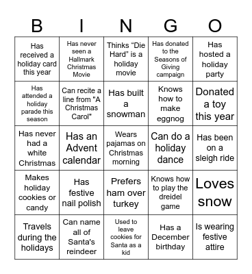Jingle & Mingle Bingo Card