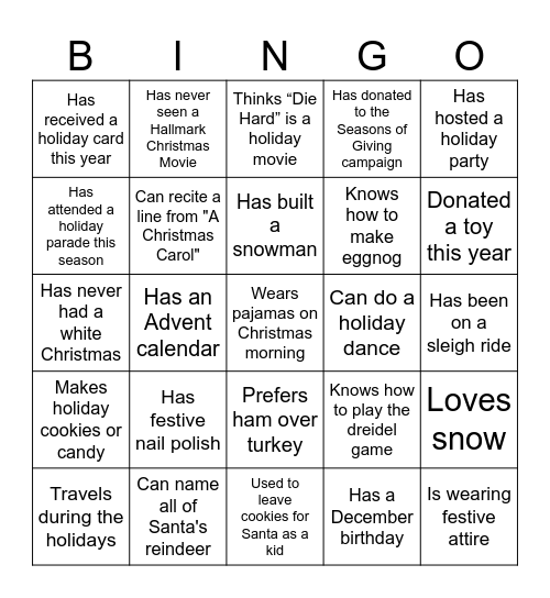 Jingle & Mingle Bingo Card