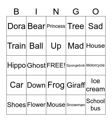 Word Bingo Card