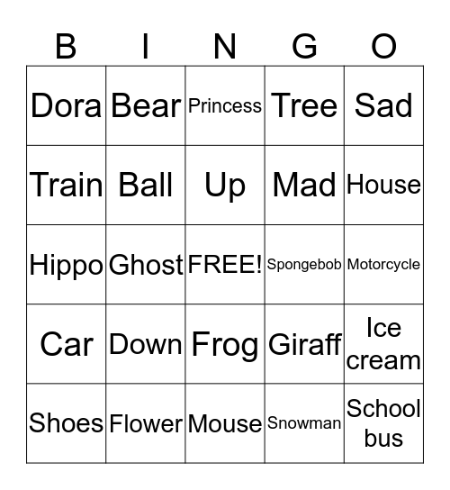 Word Bingo Card