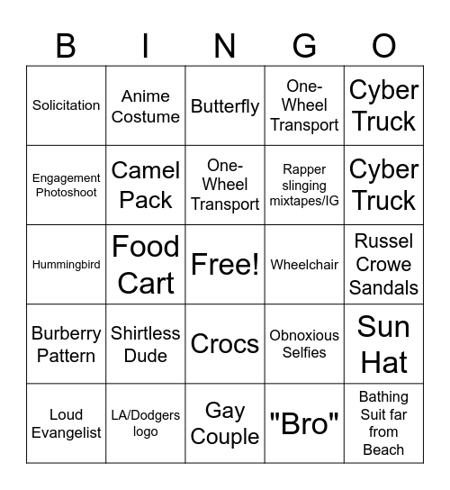 Downtown San Diego Bingo Card