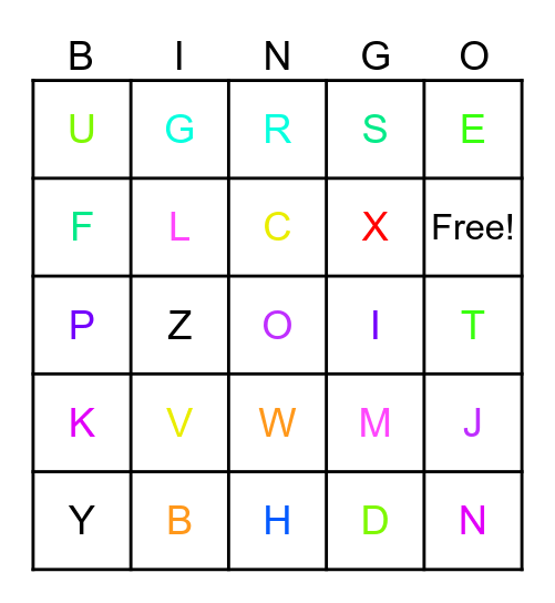 alphabet Bingo Card